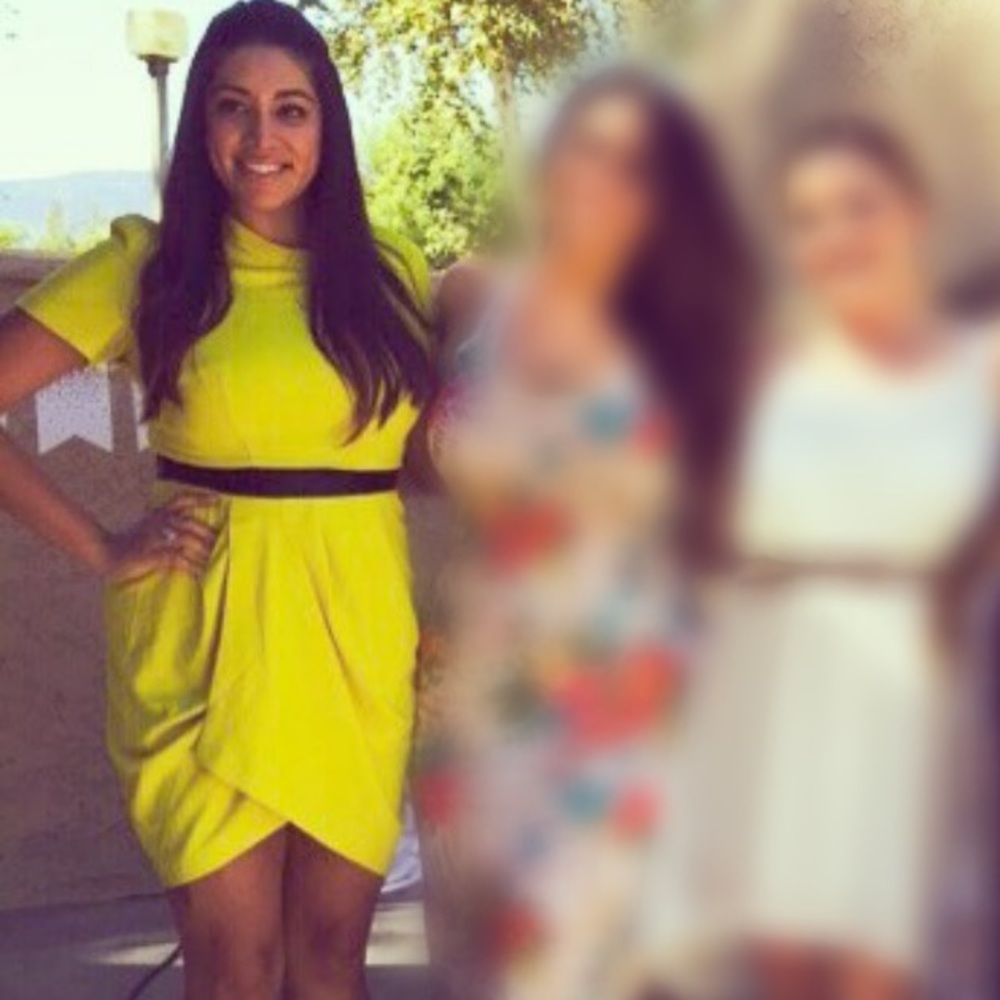 Canary Yellow Faux Wrap Dress